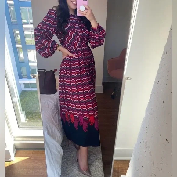 kate spade burgundy dress Vneck Midi Champagne Formal Dress for Wedding Guest Champagne / L main image 0